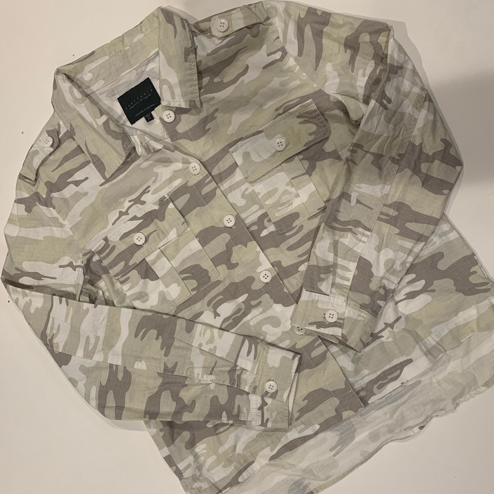 Sanctuary Neutral Camo 2 Pocket Shacket NWT - Picture 2 of 7